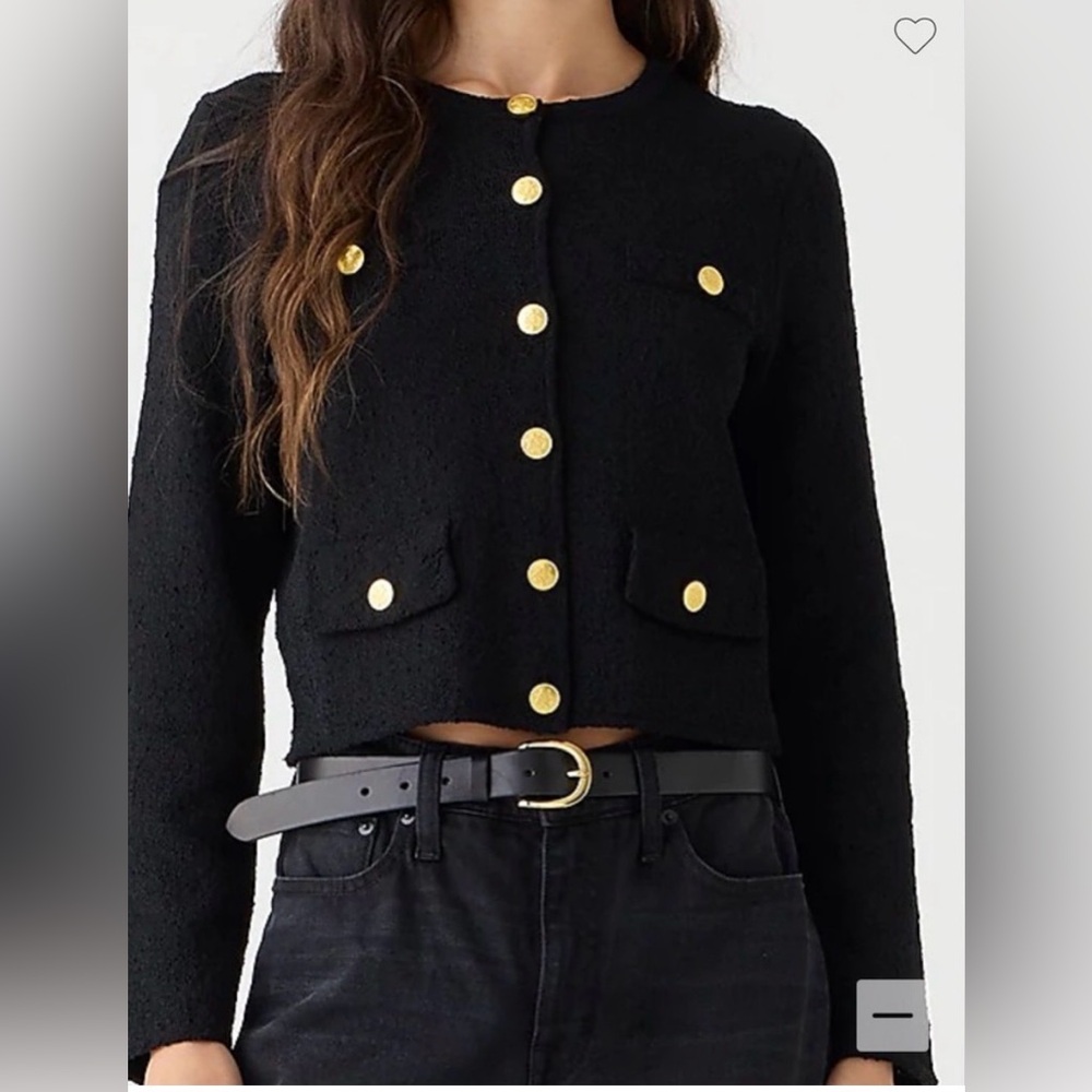 J. Crew Cropped lady jacket in textured bouclé in Black NWT